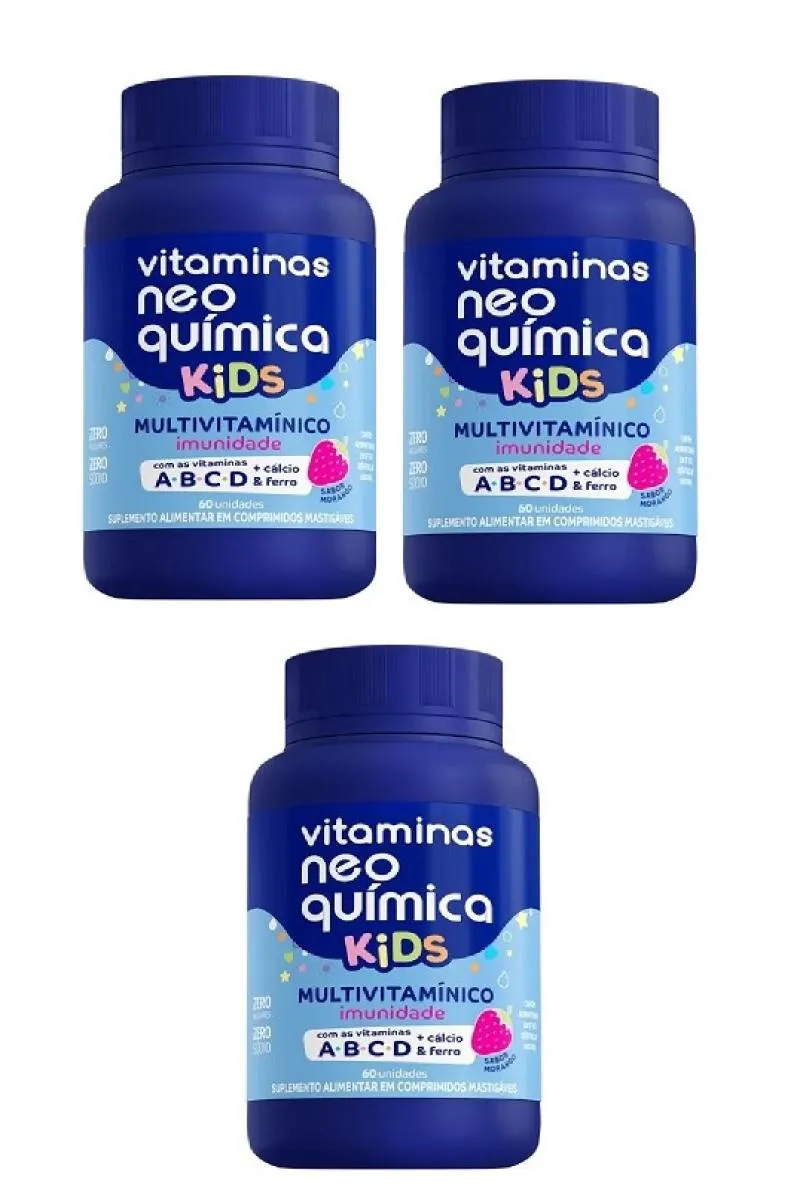 KIT 3 VITAMINA KIDS 60 CáPSULAS - NEO QUíMICA