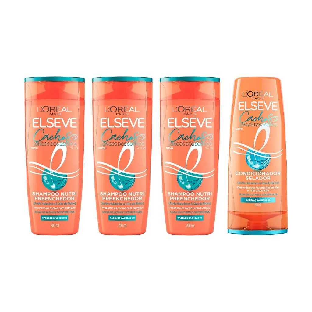 KIT ELSEVE CACHOS DOS SONHOS 3 SHAMPOO 200ML + 1 COND 200ML