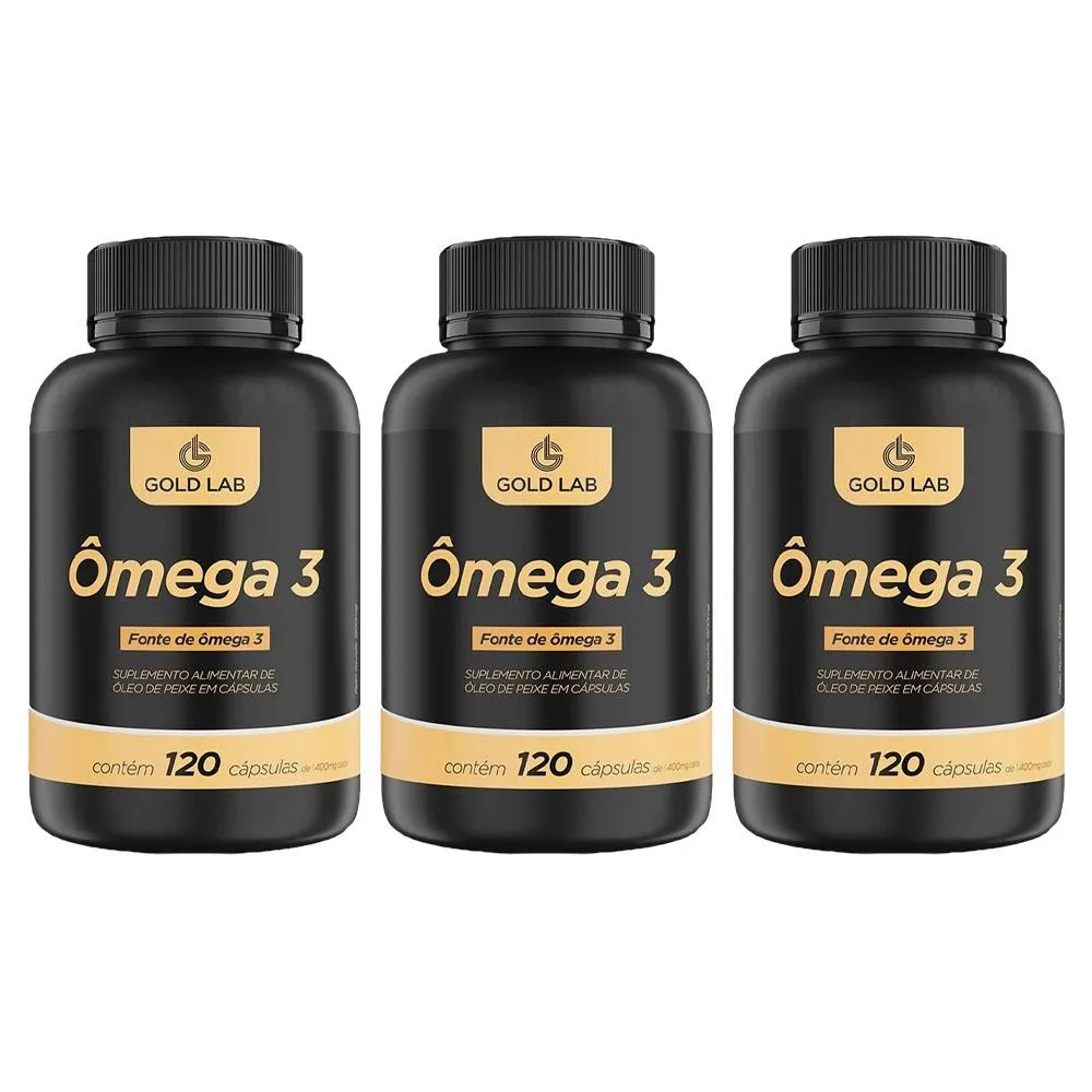 KIT 3 SUPLEMENTO ÔMEGA 3 1400MG 120CPS - GOLD LAB