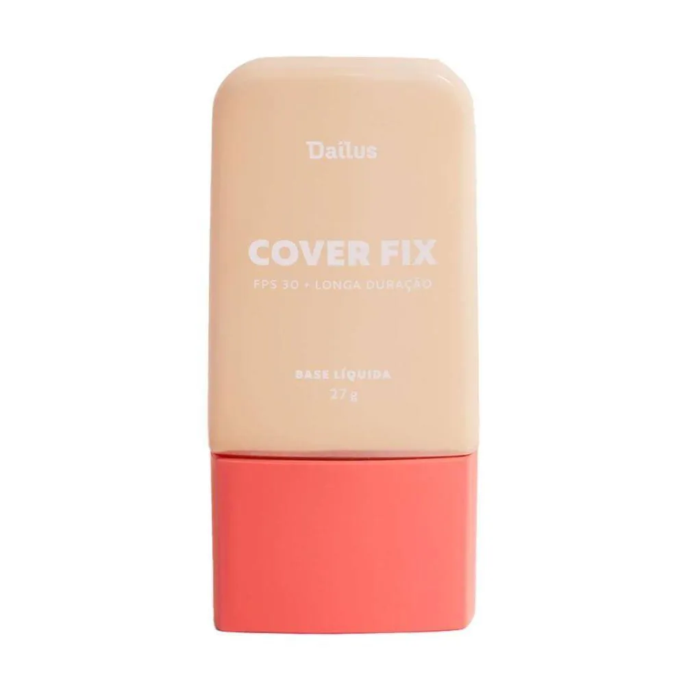 BASE LíQUIDA COVER FIX 30ML DAILUS COBERTURA PERFEITA E ALTA FIXAçãO D2 CLARO