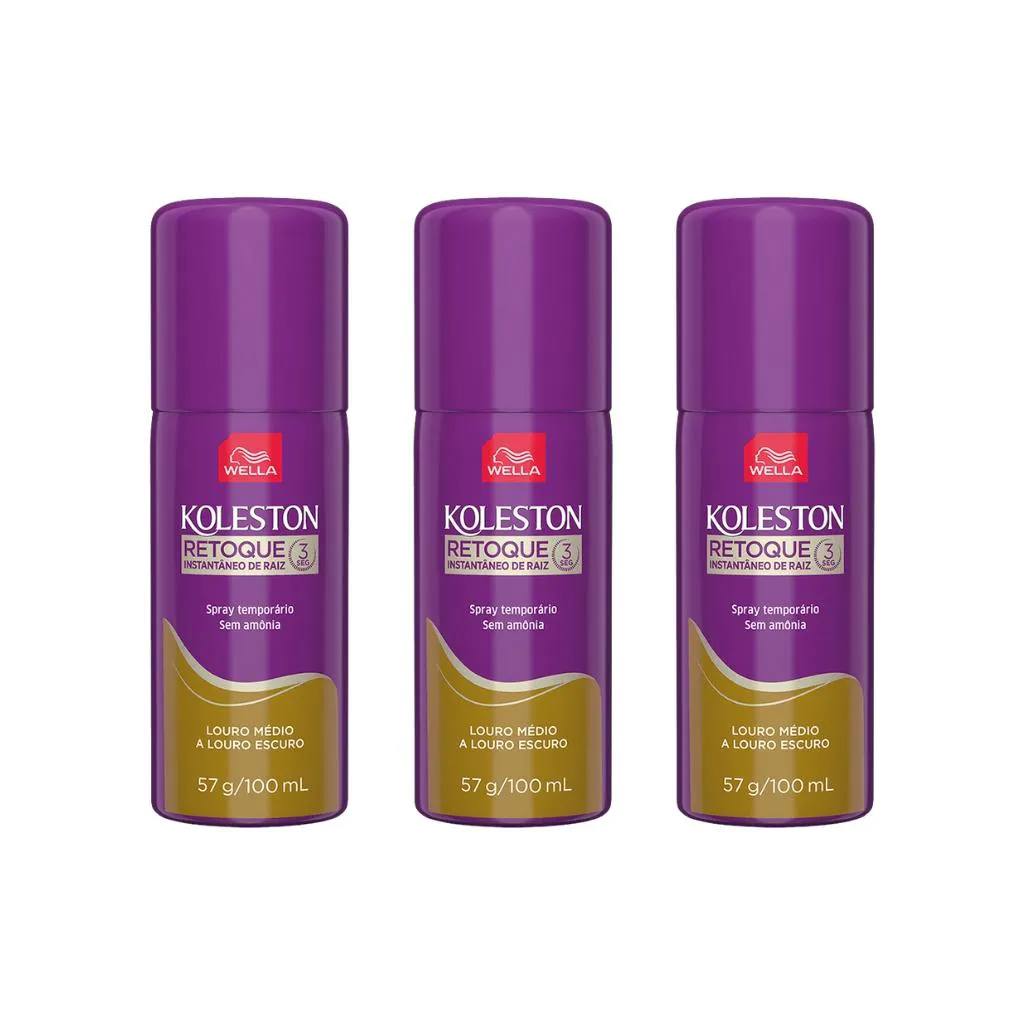 COLORAçAO KOLESTON RETOQUE SPRAY LOURO ESCURO 100ML - 3UN