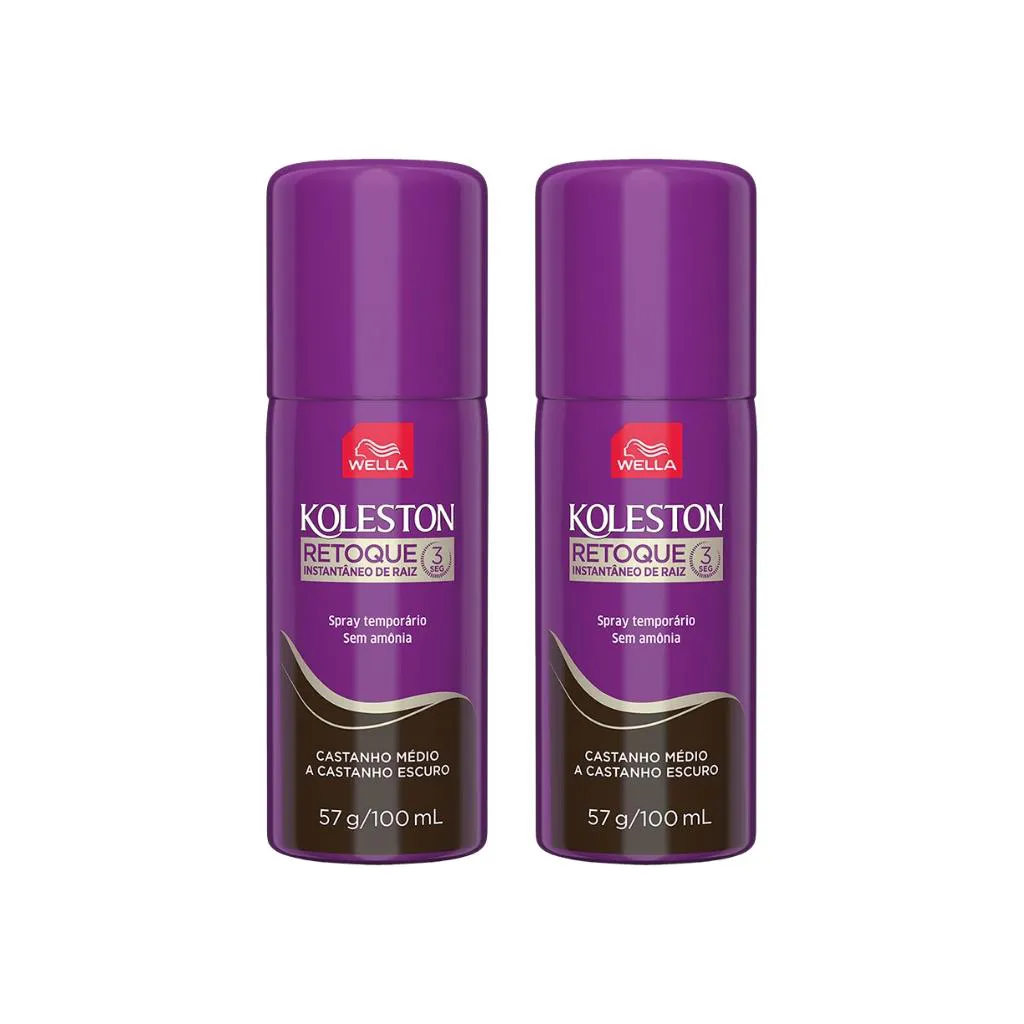 COLORAçAO KOLESTON RETOQUE SPRAY CASTANHO ESCURO 100ML - 2UN