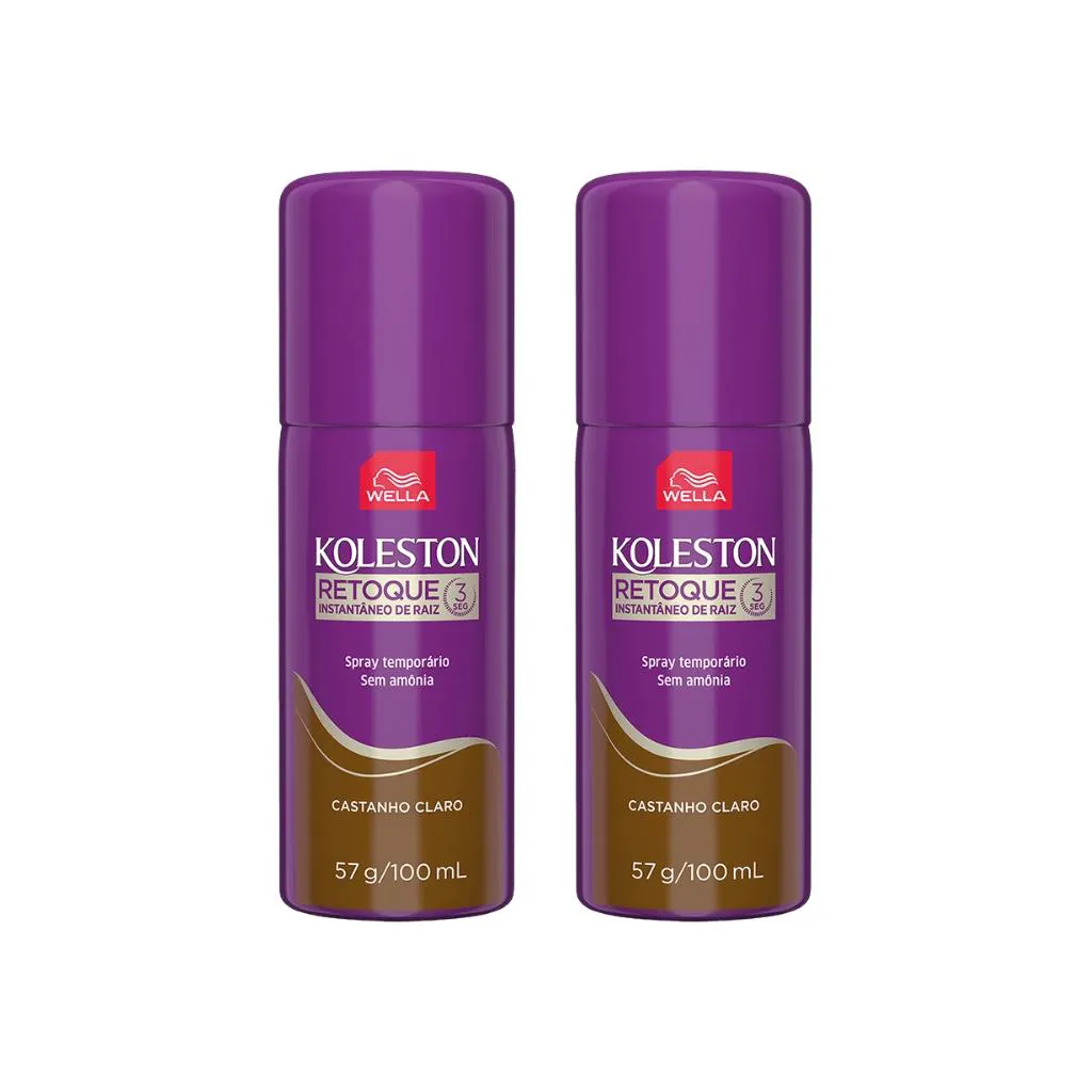 COLORAçAO KOLESTON RETOQUE SPRAY CASTANHO CLARO 100ML - 2UN
