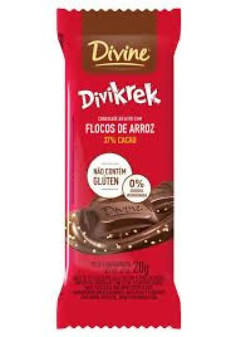 CHOCOLATE AO LEITE COM FLOCOS SEM GLúTEN DIVINE 20 G