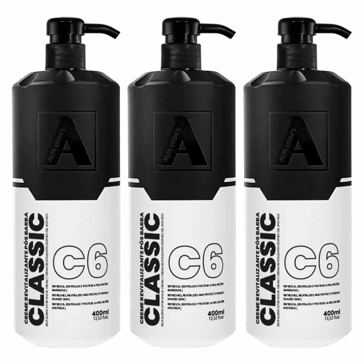 KIT 3X CREME PóS BARBA CLASSIC C6 350ML ORIGINAL ALFA LOOK&#039S