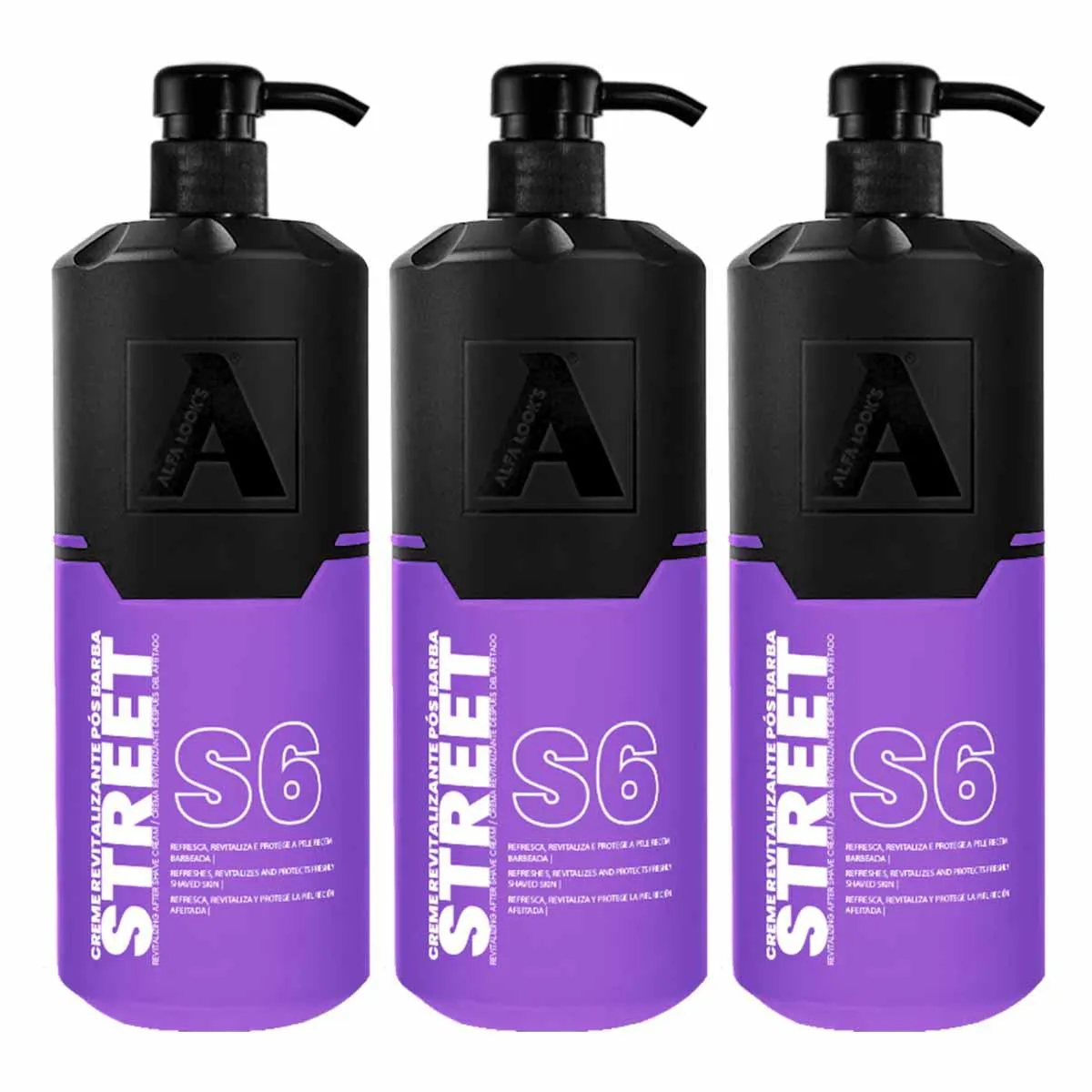 KIT 3X CREME PóS BARBA STREET S6 350ML ORIGINAL ALFA LOOK&#039S