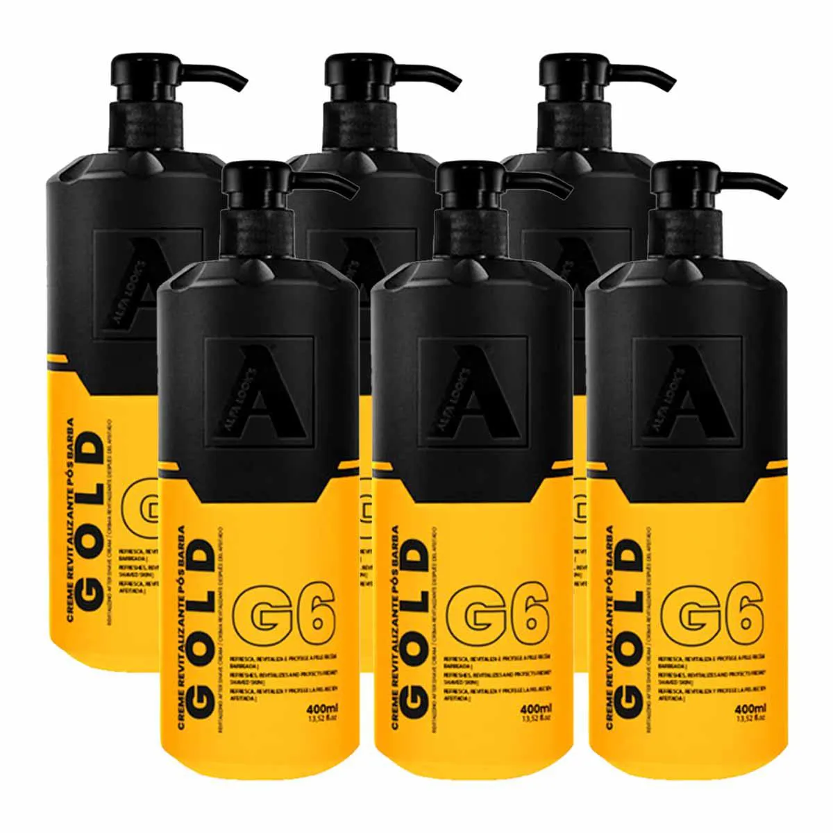 KIT 6X CREME PÓS BARBA GOLD G6 350ML ORIGINAL ALFA LOOK&#039S
