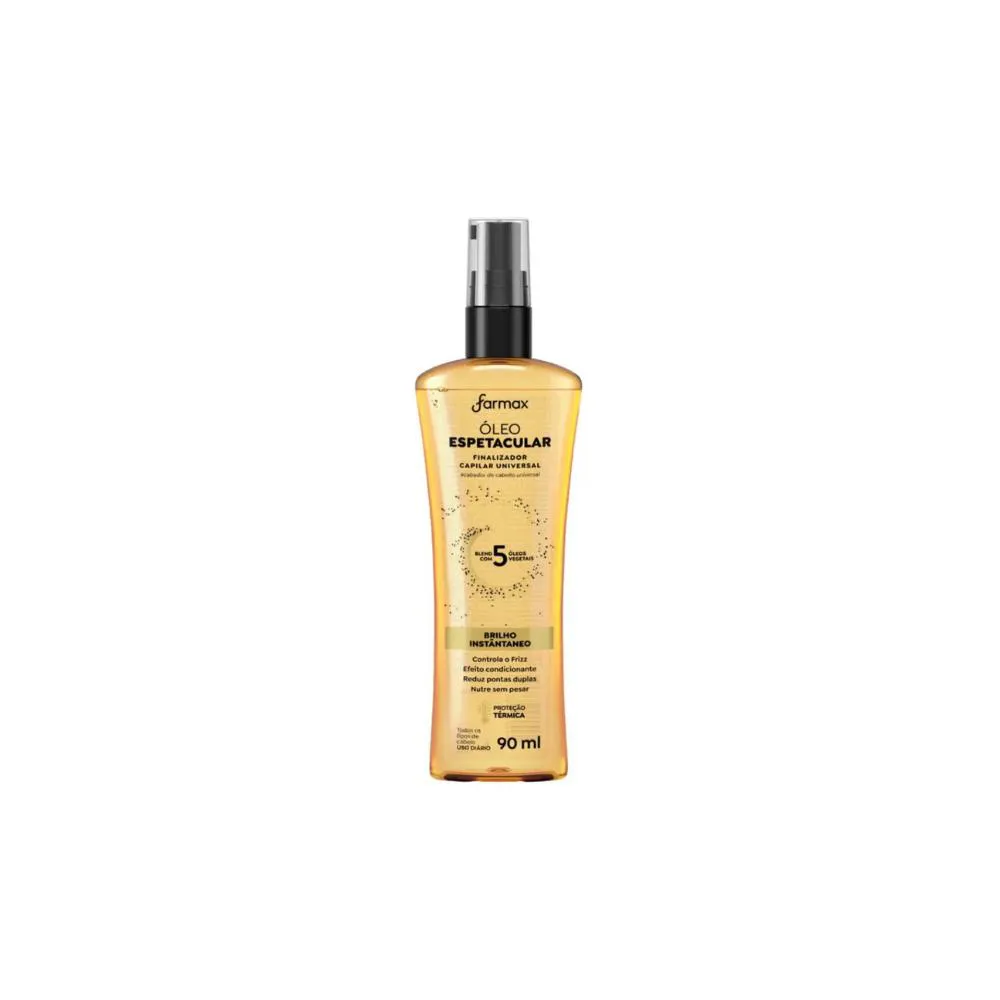 ÓLEO ESPETACULAR CAPILAR FARMAX BRILHO INSTANTANEO 90ML