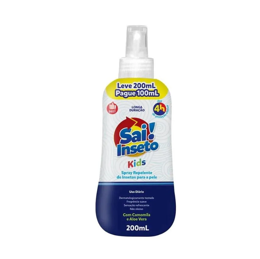 REPELENTE KIDS SAI INSETO SPRAY LEVE 200ML PAGUE 100ML