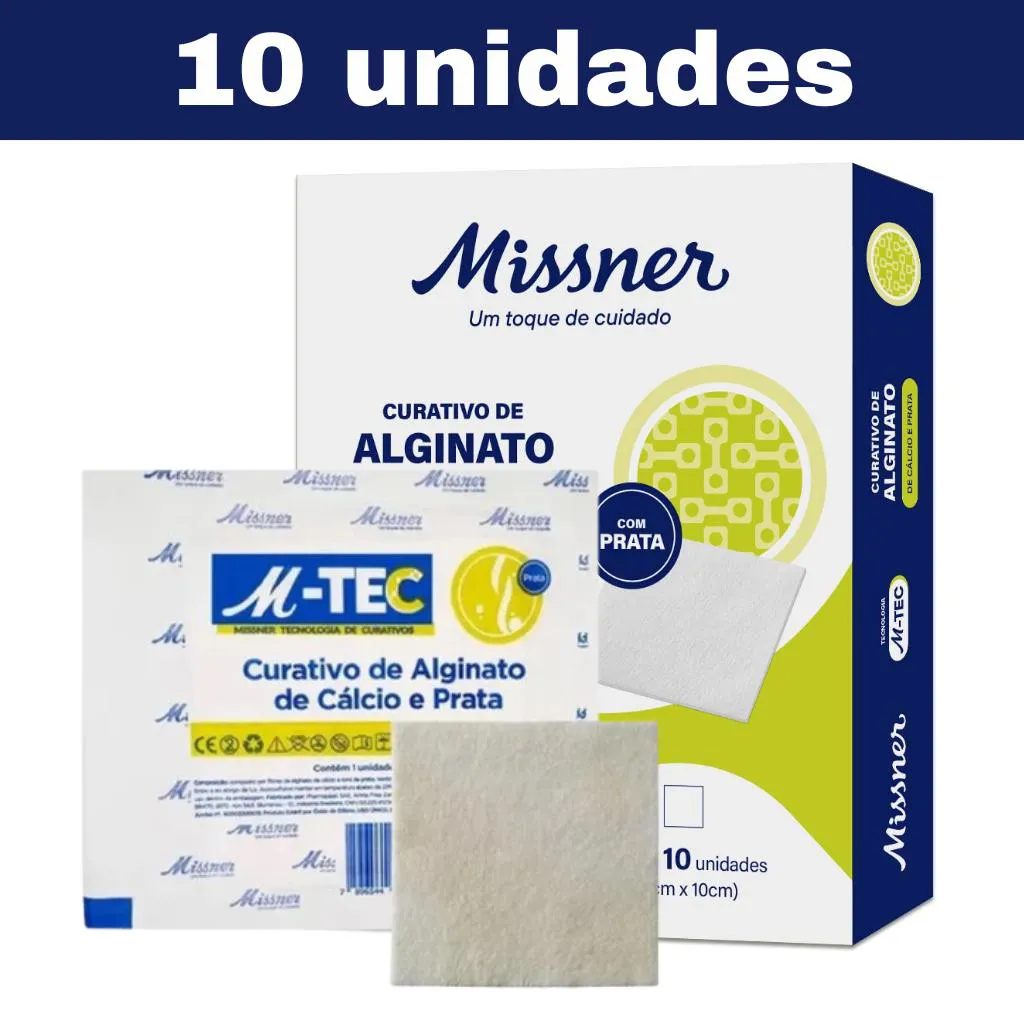 KIT 10 CURATIVO ALGINATO DE CALCIO E PRATA 10 X 10 M-TEC