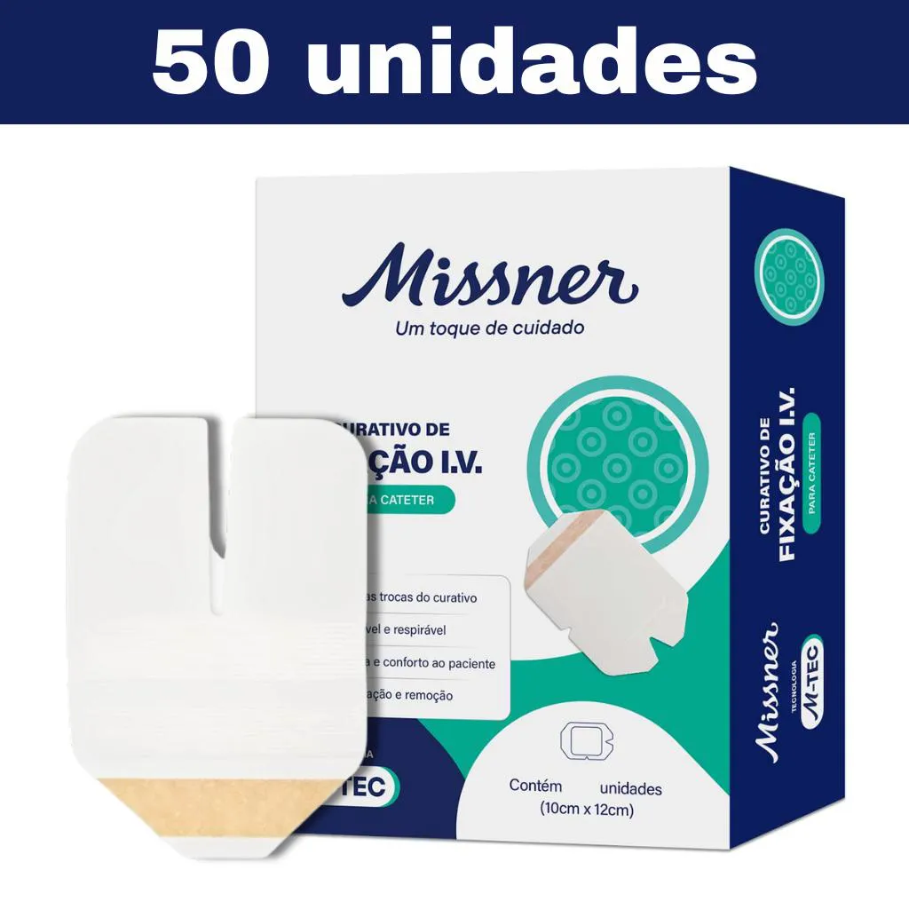 KIT 50 CURATIVO DE FIXAÇÃO IV M-TEC 10CM X 12CM