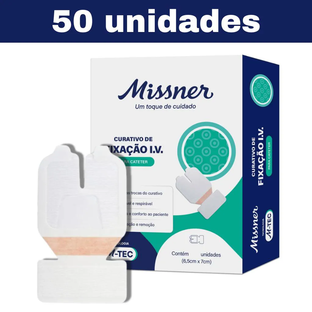 KIT 50 CURATIVO DE FIXAÇÃO IV M-TEC 6,5X7CM