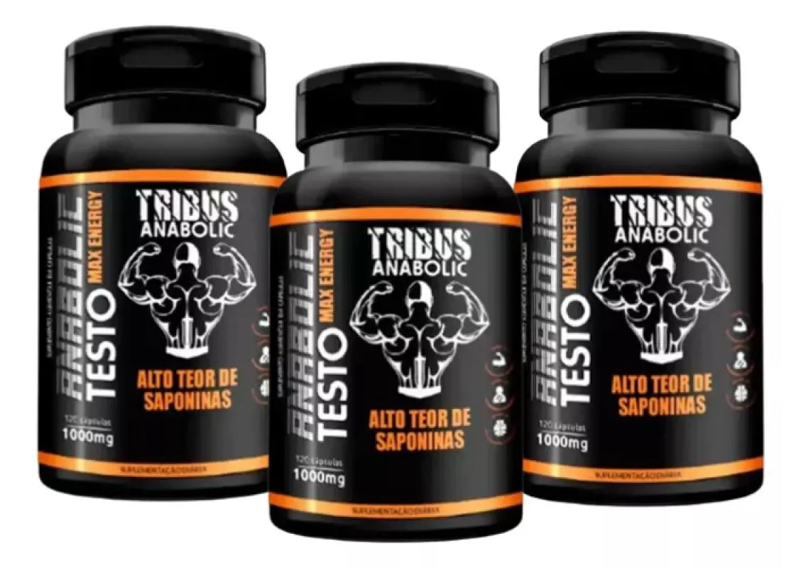 KIT 3 TRIBUS ANABOLIC 120 CAPS 1000MG ALTO TEOR SAPONINAS