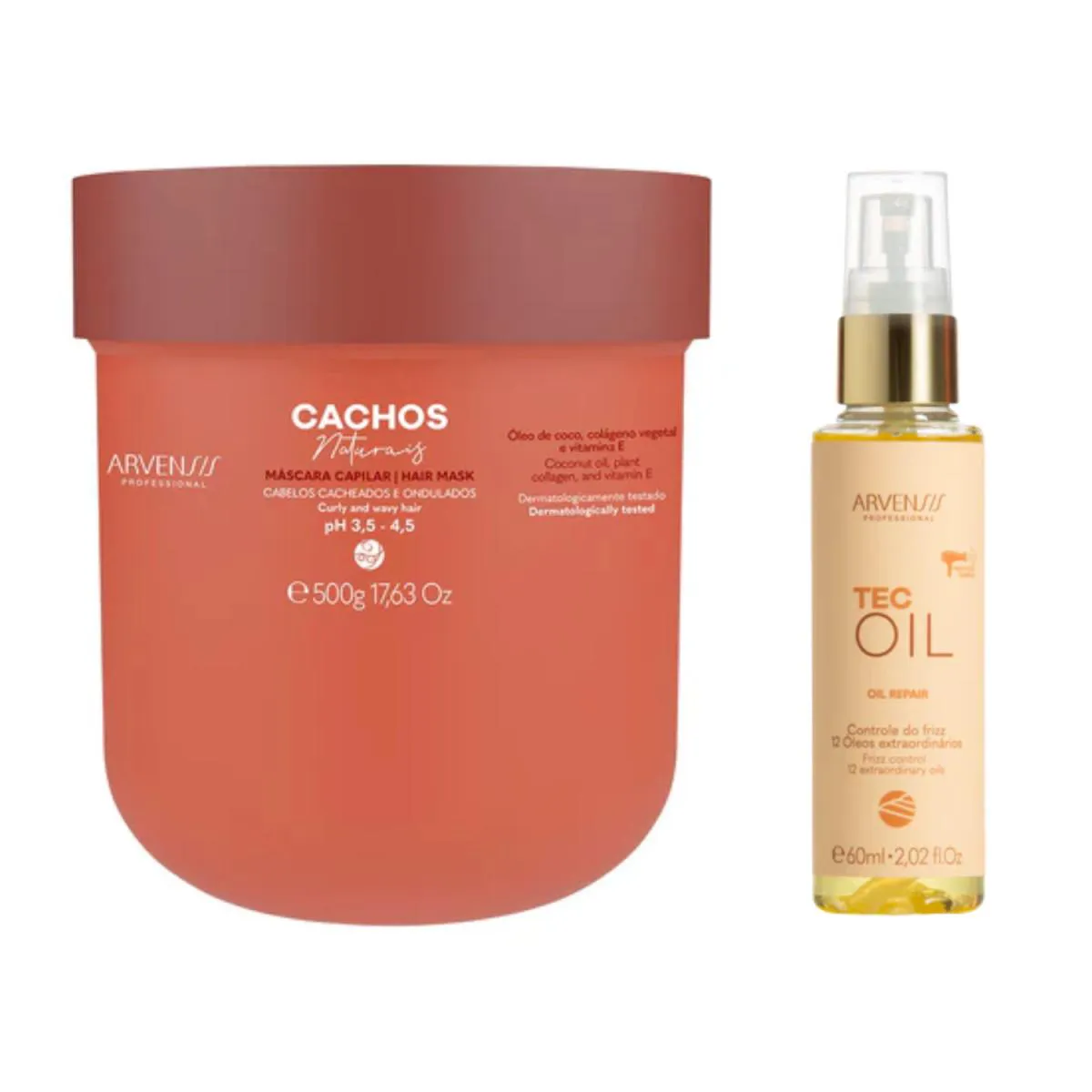 KIT ARVENSIS CACHOS MáSCARA 2X1 500G + FINALIZADOR TEC OIL 60ML