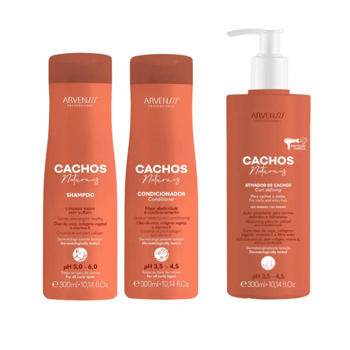 KIT ARVENSIS ONDULADOS - SHAMPOO 300ML + CONDICIONADOR 300ML + ATIVADOR 300ML