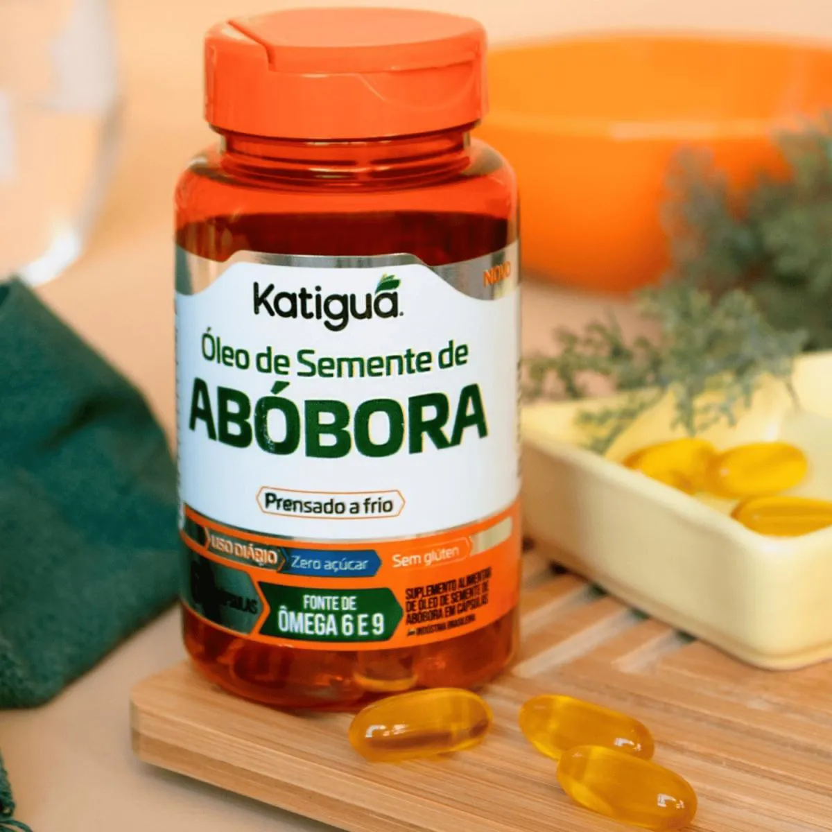 ÓLEO DE SEMENTE DE ABóBORA + VITAMINA E + VITAMINA D3 60CAPS