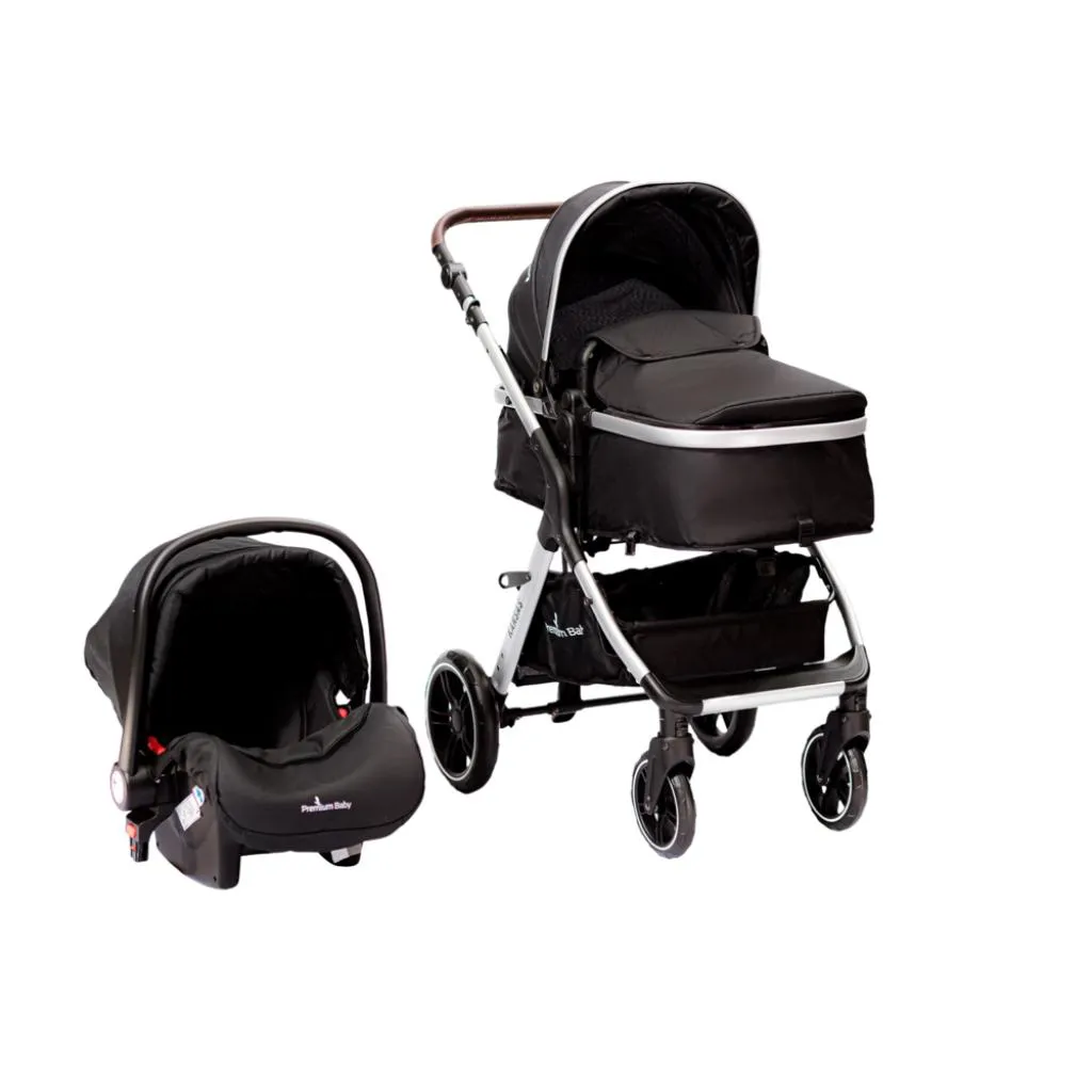 CARRINHO E BEBê CONFORTO TS KANSAS CINZA/PRETO PREMIUM BABY