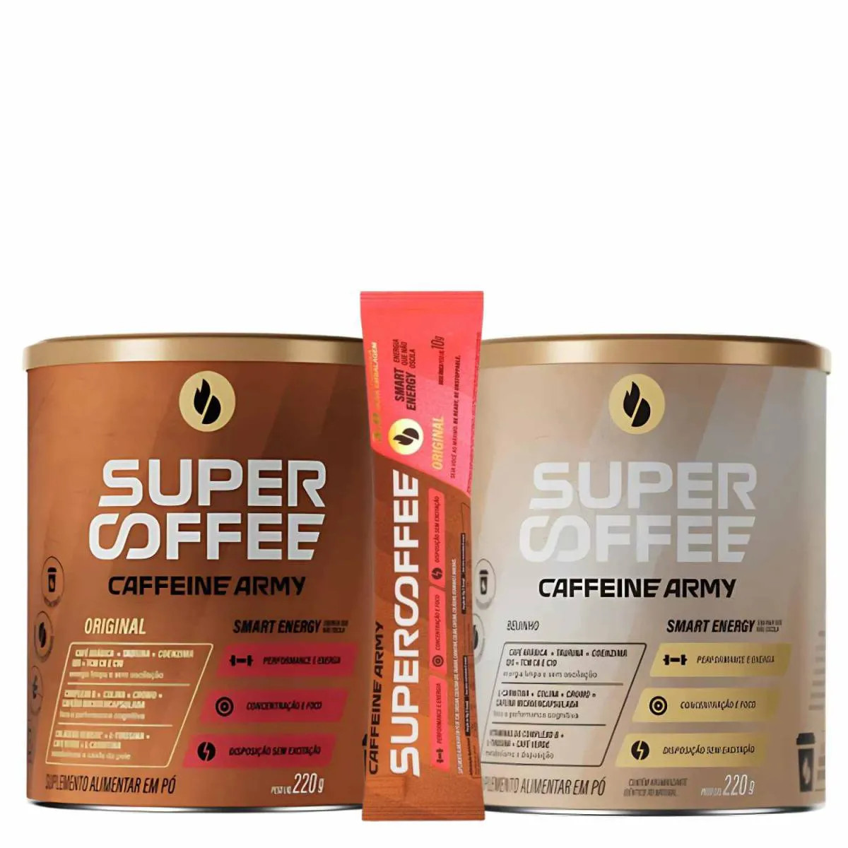KIT 2X UNIDADE SUPERCOFFEE 3.0, SABOR ORIGINAL E BEIJINHO, 220G, ACOMPANHA 1X SACHE DE 10G