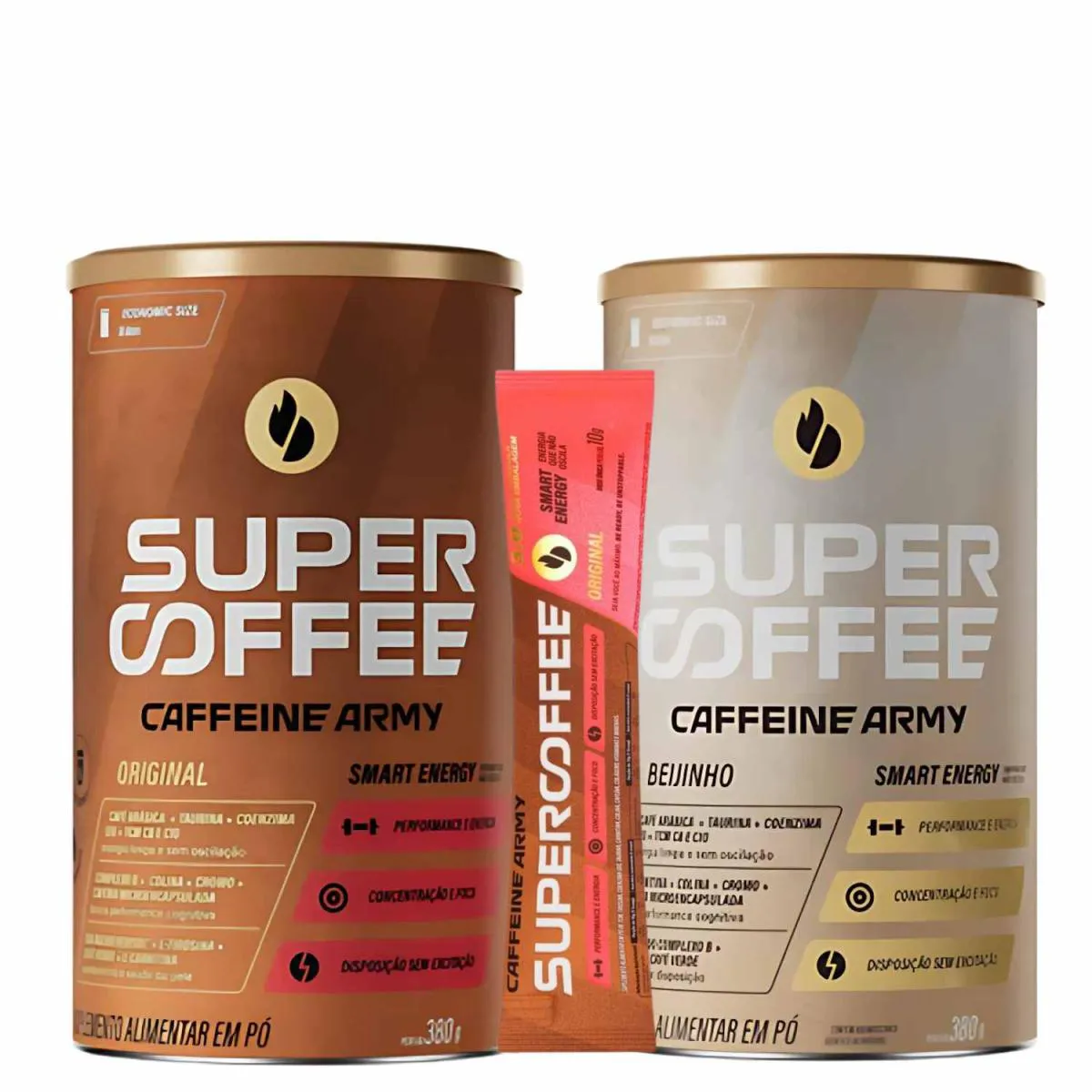 KIT 2X UNIDADE SUPERCOFFEE 3.0, SABOR ORIGINAL E BEIJINHO, 380G, ACOMPANHA 1X SACHE DE 10G