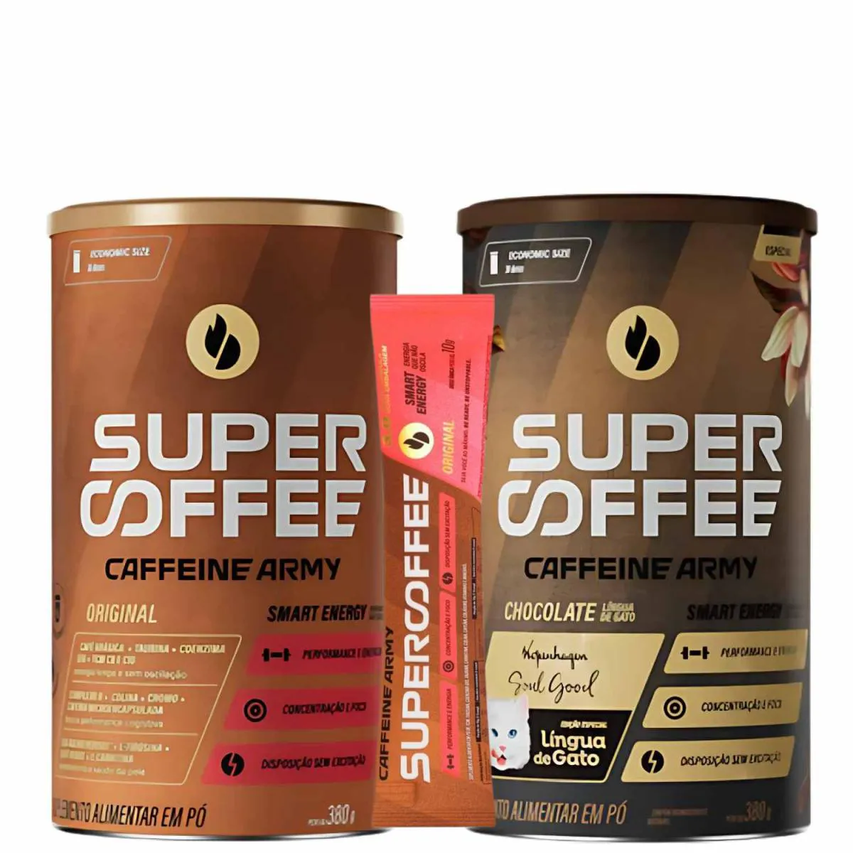 KIT 2X UNIDADE SUPERCOFFEE 3.0, SABOR ORIGINAL E LINGUA DE GATO, 380G, ACOMPANHA 1X SACHE DE 10G