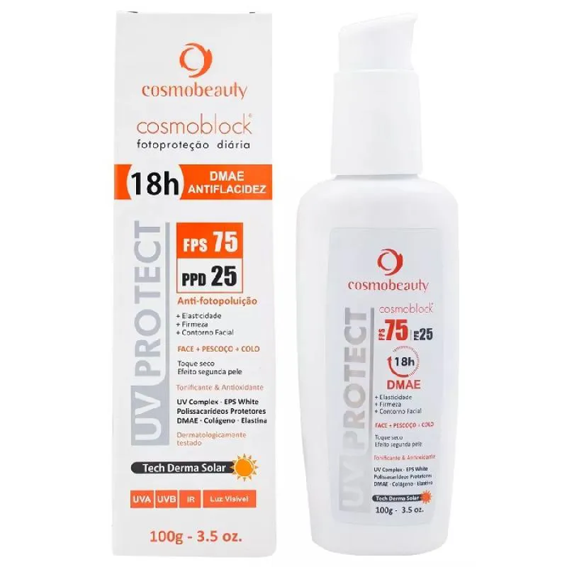 PROTETOR COSMOBLCK UV PROTECT, COSMOBEAUTY, FPS75 PPD25 100G