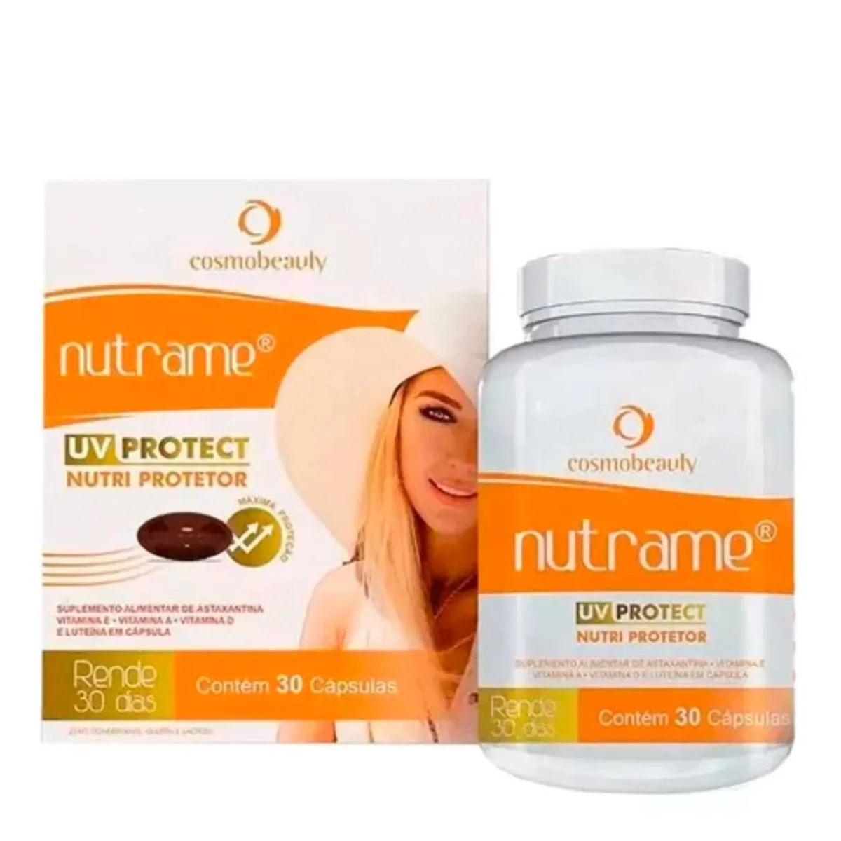 PROTETOR SOLAR EM CáPSULA, NUTRAME UV PROTECT, NUTRI PROTETOR, COSMOBEAUTY, 30 CAPS