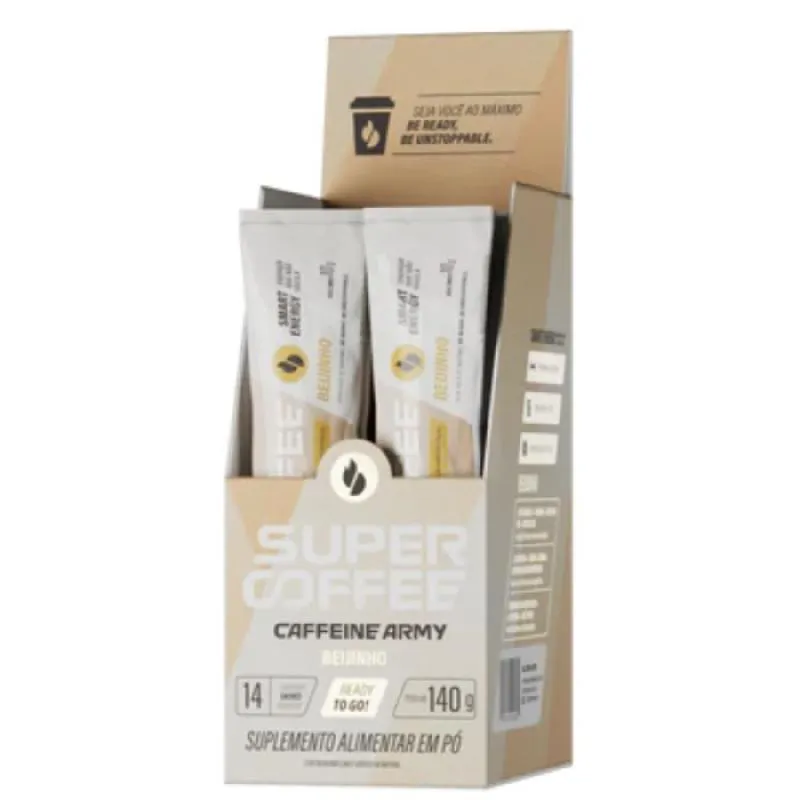 SUPERCOFFEE 3.0  BEIJINHO, CAFFEINE ARMY,TO GO 14 UN. SACHE 10G, 140G