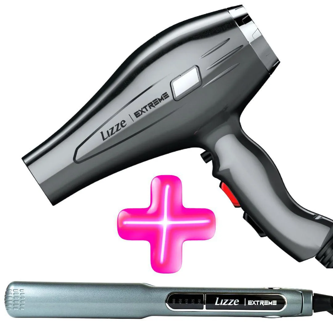 KIT LIZZE EXTREME SECADOR + PRANCHA PROFISSIONAL 127V
