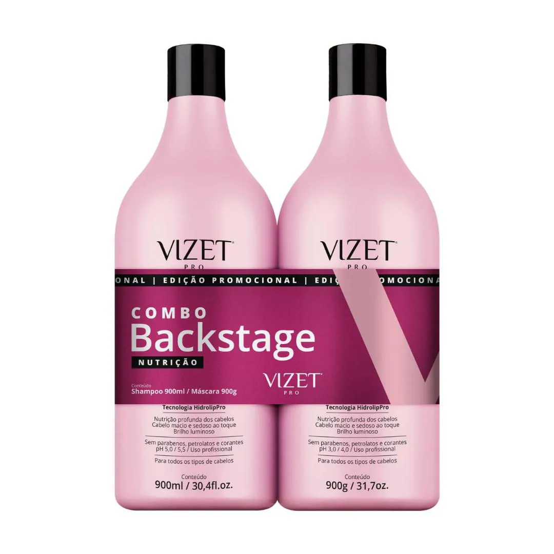 KIT VIZET BACKSTAGE NUTRIçãO SHAMPOO MáSCARA 900ML+900G