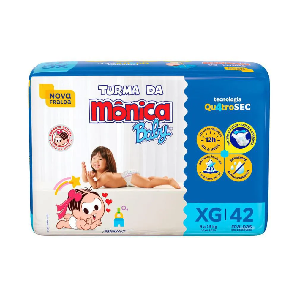 Fralda Turma Da Mônica Baby Mega Xg Com 42 Unidades
