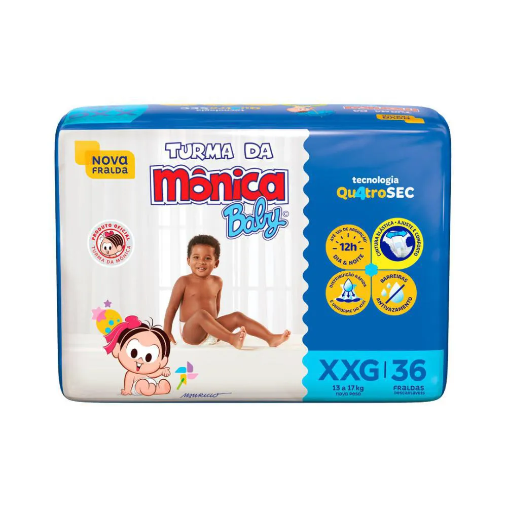 Fralda Turma Da Mônica Baby Mega Xxg Com 36 Unidades