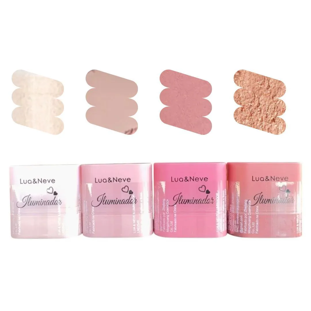 KIT 4 ILUMINADOR BASTãO LUA & NEVE ALTA CINTILâNCIA GLOW
