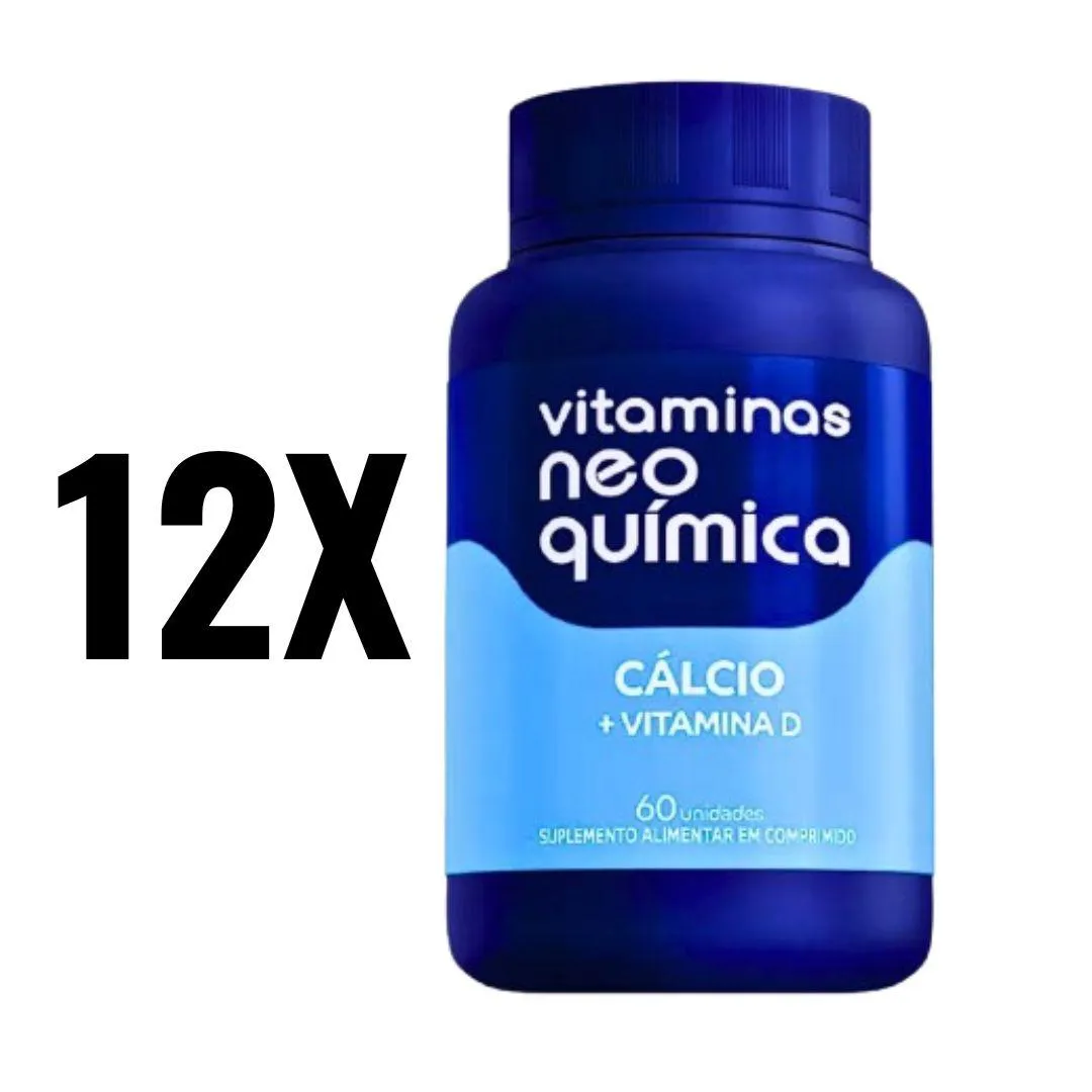 KIT 12 VITAMINAS DE CALCIO+VIT D 60 CP NEO QUIMICA SEM Sabor