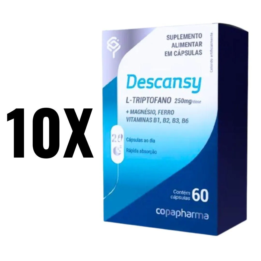 KIT 10 DESCANSY L TRIPTOFANO 250MG 60 CAPS COPAPHARMA SEM Sabor