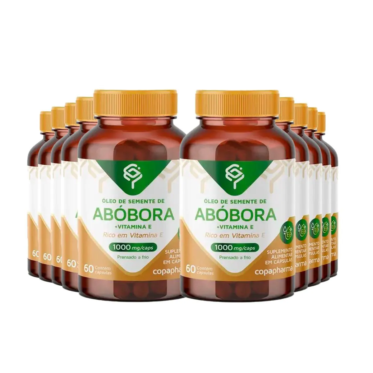 KIT 10 ÓLEO SEMENTE ABóBORA VITAMINA 1000MG COPAPHARMA 60CPS SEM Sabor