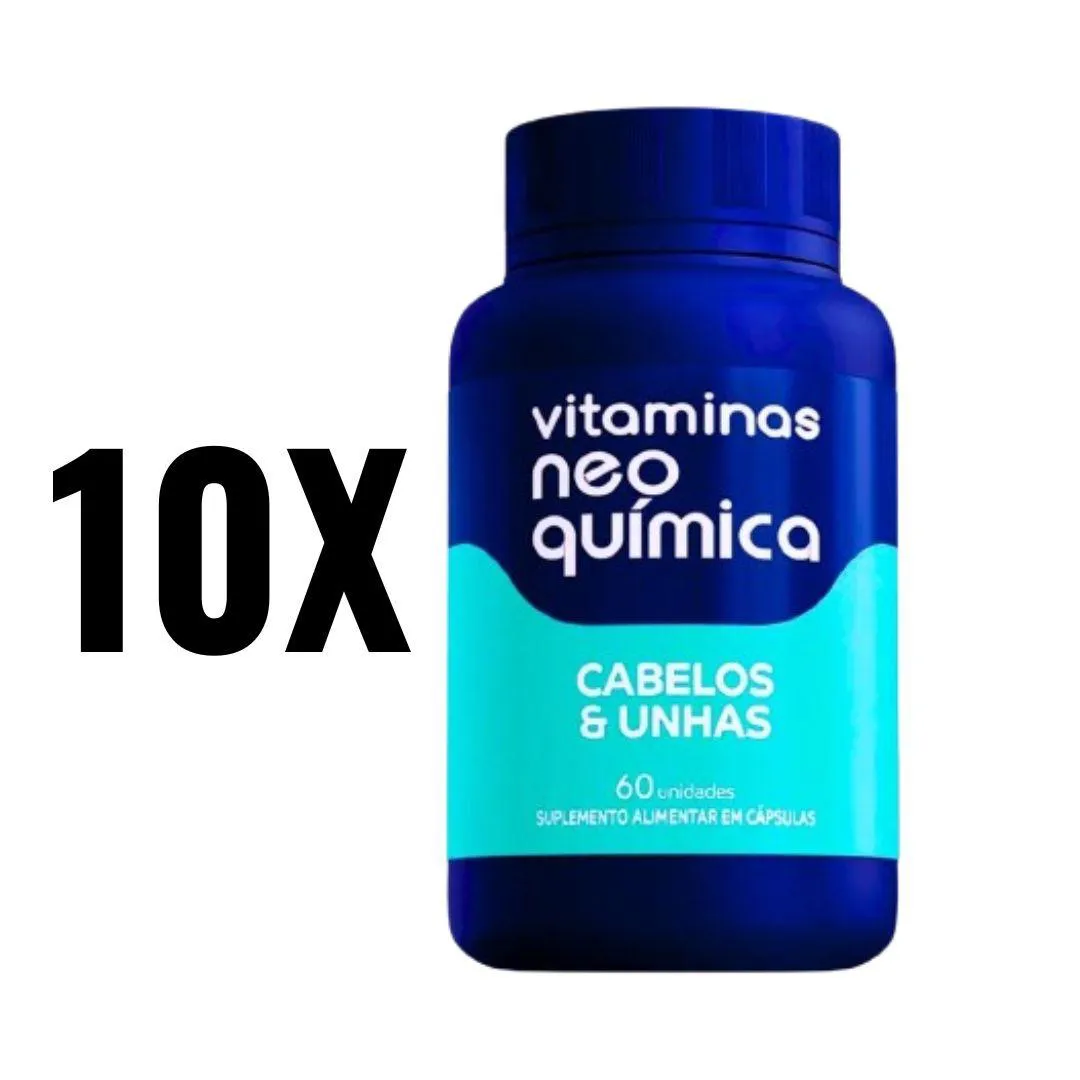 KIT 10 VITAMINAS DE CABELOS E UNHAS 60 CP NEO QUIMICA SEM Sabor