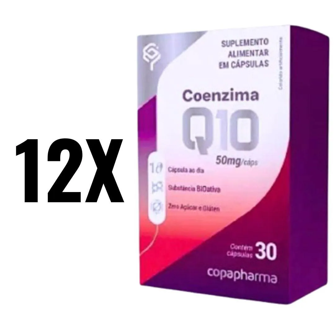 KIT 12 COENZIMA Q10 50MG 30 CAPS COPAPHARMA SEM Sabor
