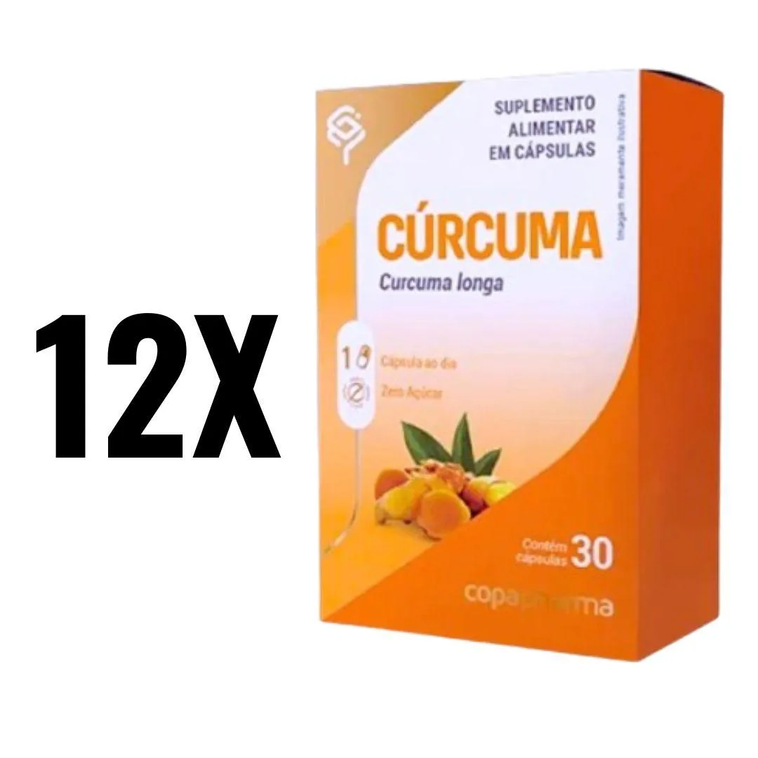 KIT 12 CúRCUMA LONGA 30 CAPS COPAPHARMA SEM Sabor
