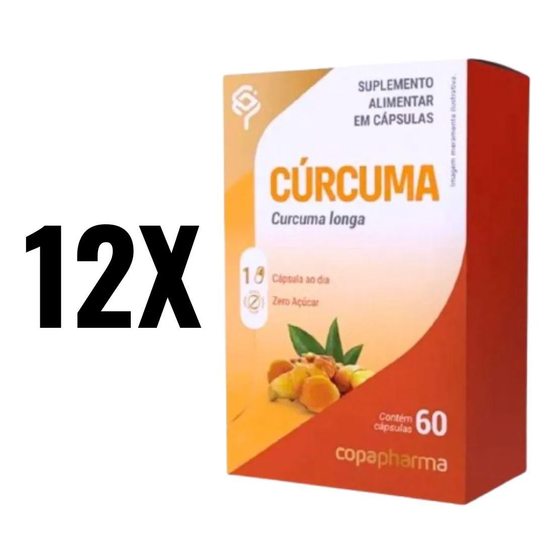 KIT 12 CúRCUMA LONGA 60 CAPS COPAPHARMA SEM Sabor