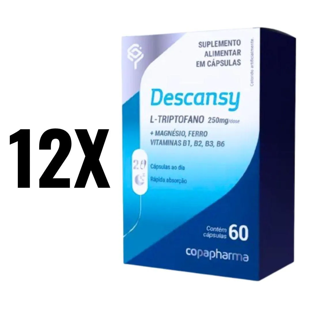 KIT 12 DESCANSY L TRIPTOFANO 250MG 60 CAPS COPAPHARMA SEM Sabor