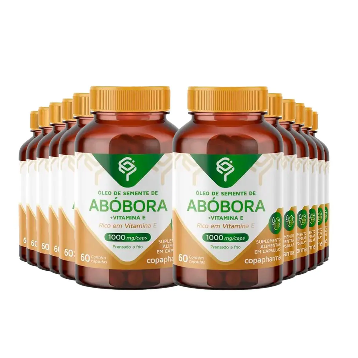 KIT 12 ÓLEO SEMENTE ABóBORA VITAMINA 1000MG COPAPHARMA 60CPS SEM Sabor