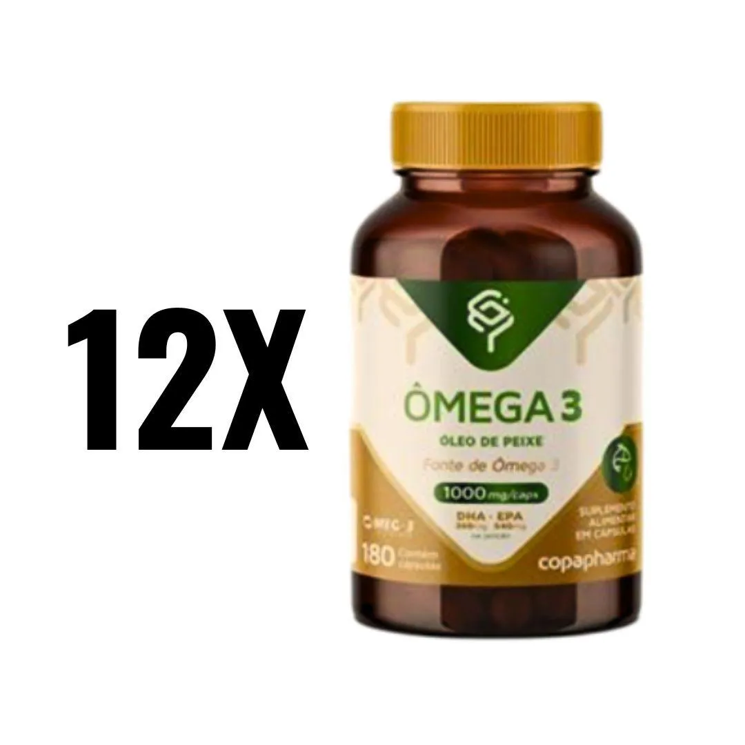 KIT 12 ÔMEGA 3 1000MG 180 CAPS COPAPHARMA SEM Sabor