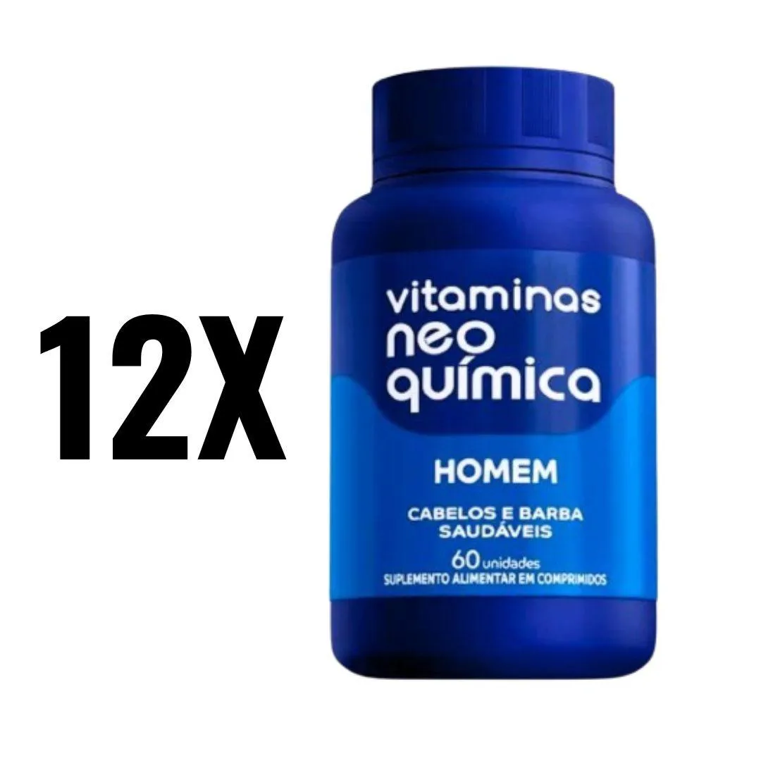 KIT 12 VITAMINAS DE HOMEM 60 CP NEO QUIMICA SEM Sabor