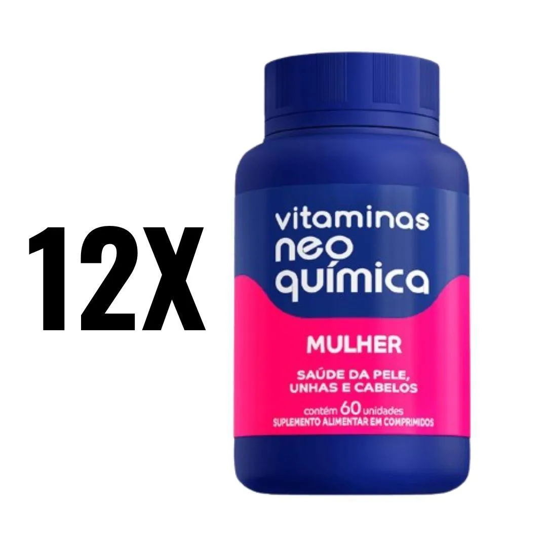 KIT 12 VITAMINAS DE MULHER 60 CP NEO QUIMICA SEM Sabor