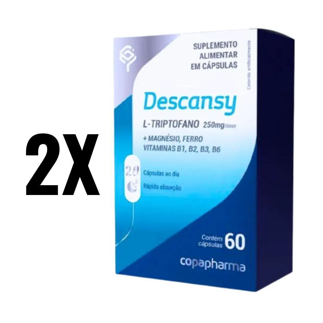 KIT 2 DESCANSY L TRIPTOFANO 250MG 60 CAPS COPAPHARMA SEM Sabor