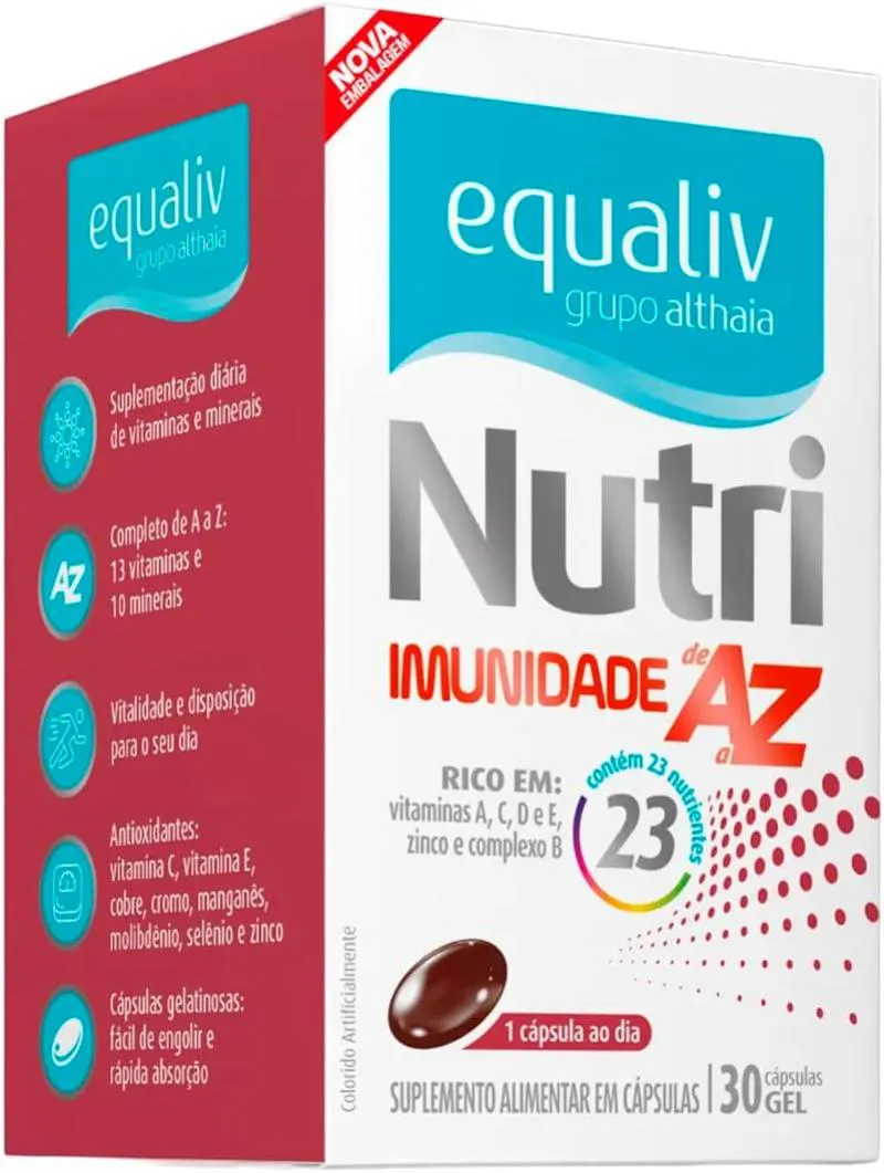 SUPLEMENTO VITAMíNICO EQUALIV NUTRI IMUNIDADE AZ - 30 CáPSULAS GEL