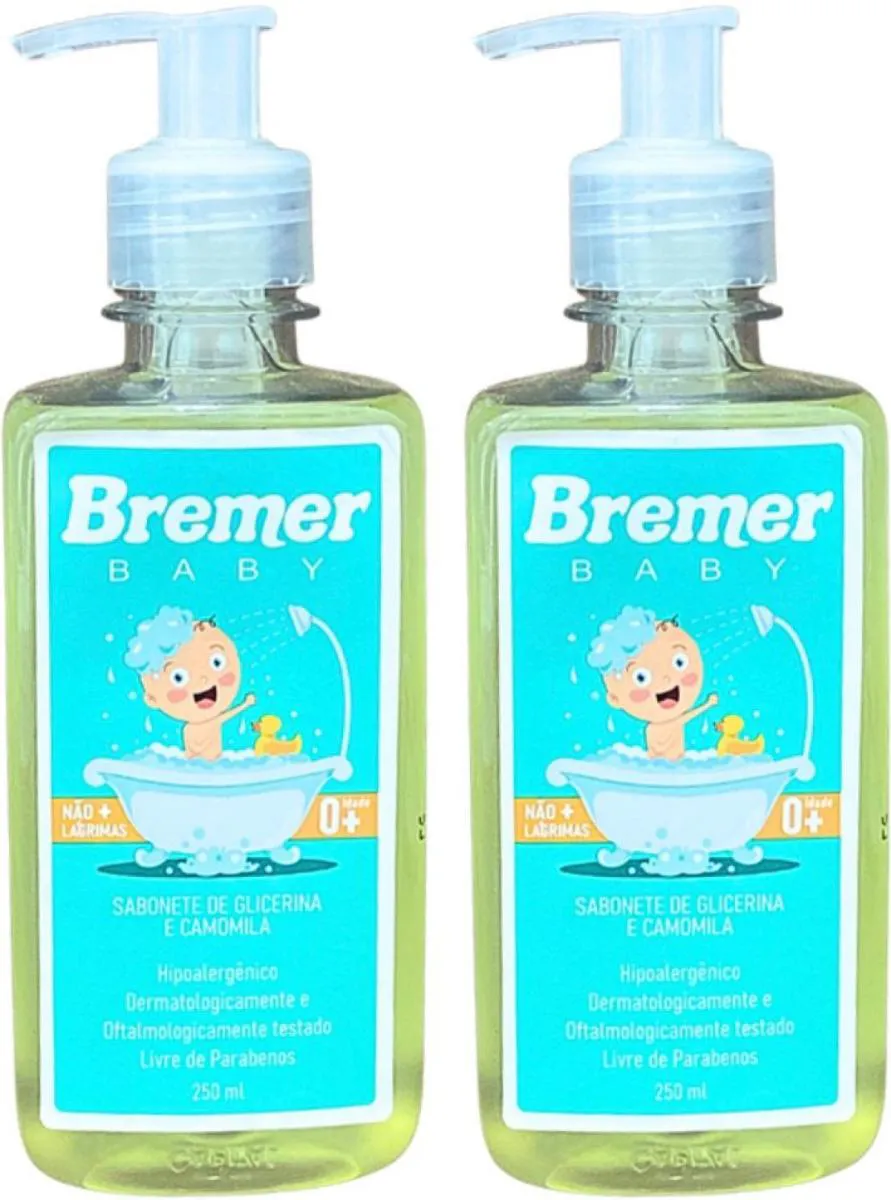 BREMER BABY SABONETE INFANTIL GLICERINA E CAMOMILA 250ML DEMAZON 2UN