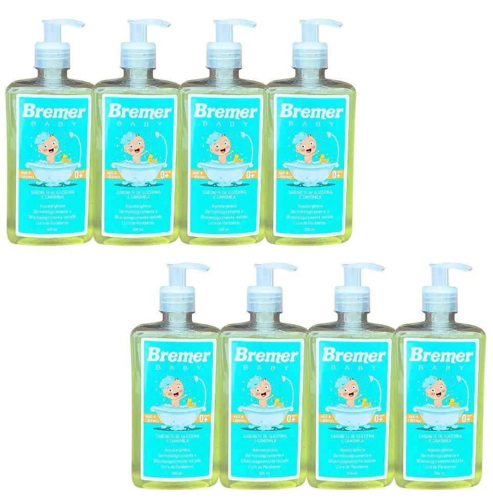 BREMER BABY SABONETE INFANTIL GLICERINA E CAMOMILA 500ML DEMAZON 8UN