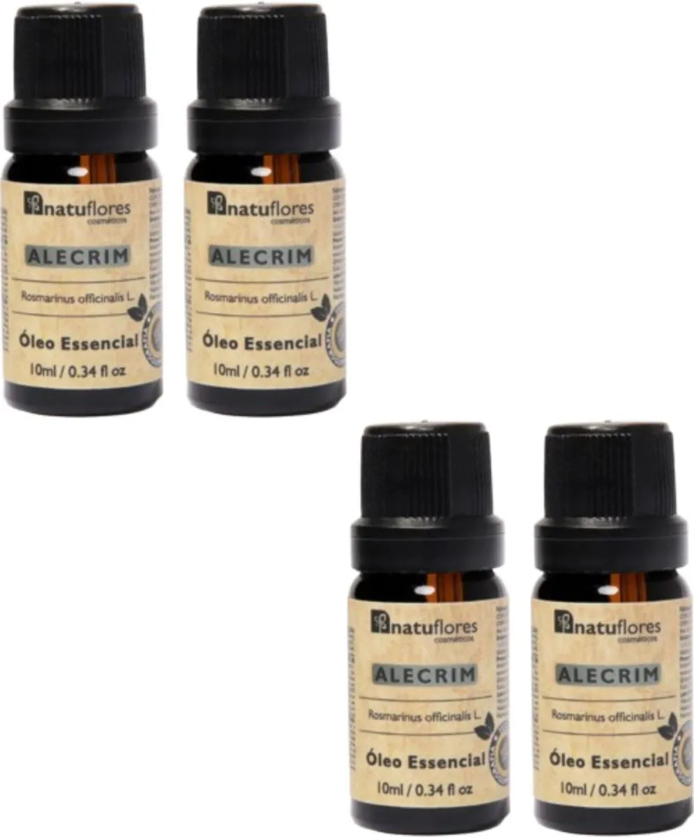 OLEO ESSENCIAL ALECRIM  PURO 10ML NATUFLORES KIT 4 UND