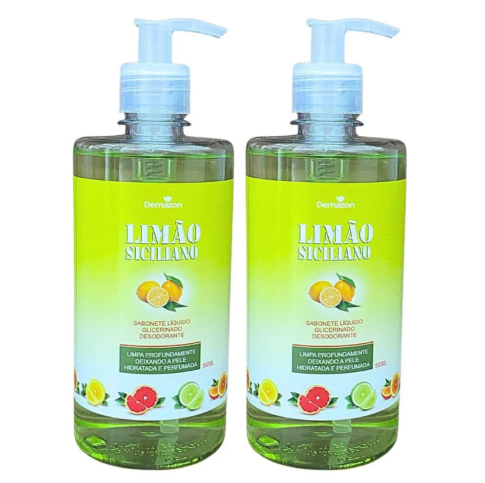 SABONETE LIQUIDO  LIMÃO SICILIANO 500ML DEMAZON 2UN